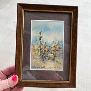 Ink and watercolor painting of Poland.